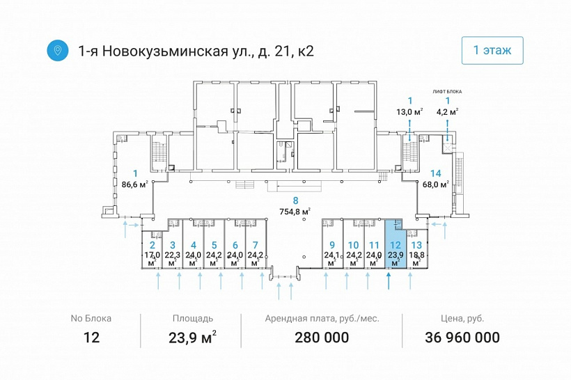 Продажа торгового помещения Жилое здание 