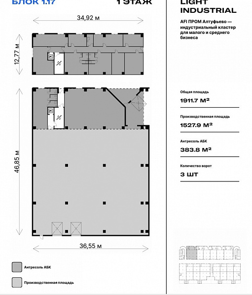 Продажа индустриальной недвижимости AFI Пром Алтуфьево