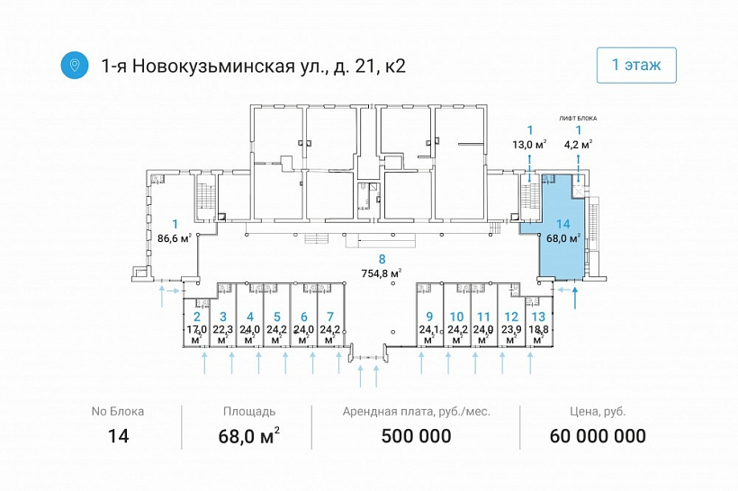 Продажа торгового помещения Жилое здание 