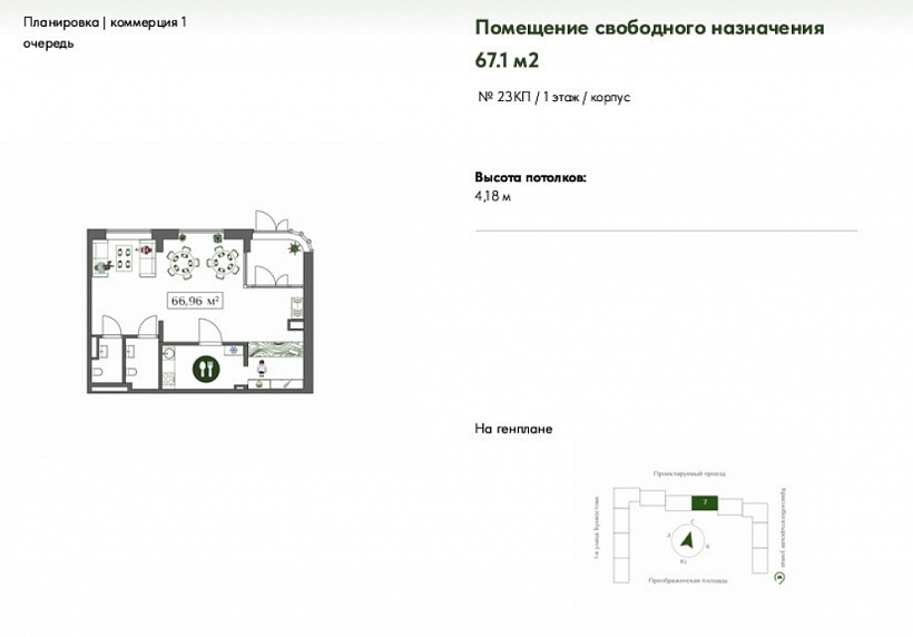 Продажа торгового помещения ЖК 
