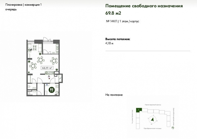Продажа торгового помещения ЖК 